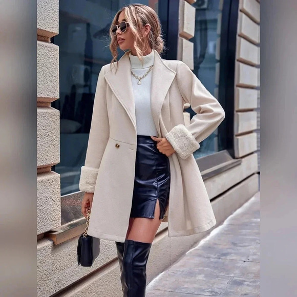 Waterfall Neck Double Button Overcoat - Picture 5 of 7